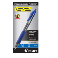 Pilot G2 Retractable Gel Ink Rollerball Pen Fine Point Blue 12x